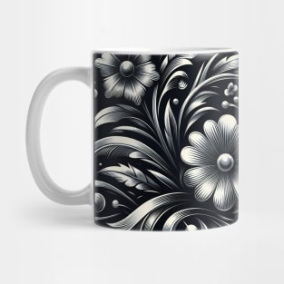 Silver Floral Illustration Mug